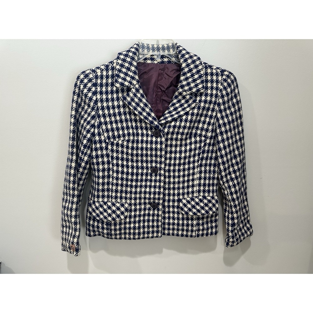 Vintage Donegal Handwoven Tweed Suit Colette Modes Dublin Wool Houndstooth Sz 12 - Picture 3 of 15